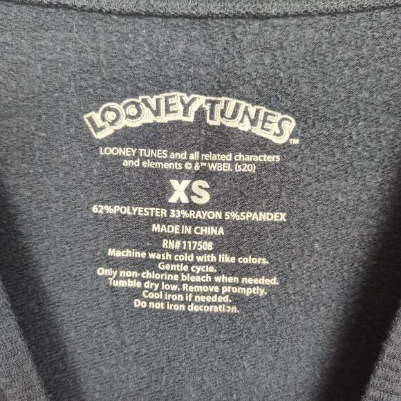 VTG Looney Tunes Sweatshirt Women's XS Blue Crew Neck Print "That's All Folks!" - Picture 8 of 9